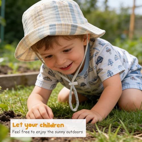 Baby Sun Hat Infant Toddler Summer Cotton Yarn Beach Bucket Hat - Image 3