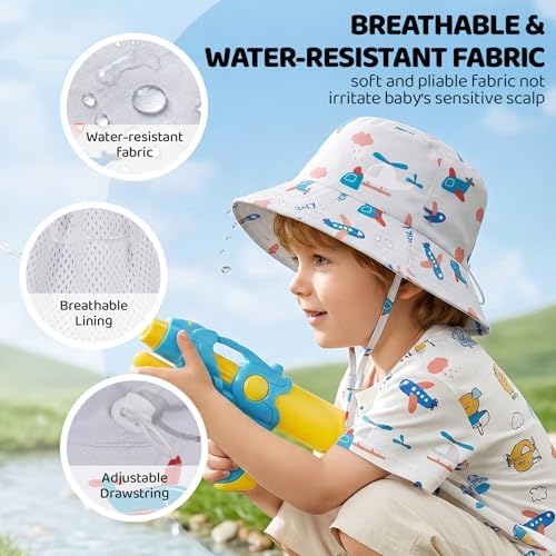 Toddler Bucket Hats UPF 50+ Baby Sun Hat Adjustable Kids Sun Protection Summer - Image 3