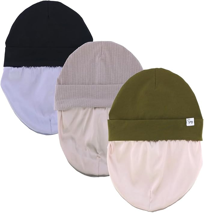 Jersey Beanie Hat for Newborn Baby Boys Girls Silky Satin Lined Hats Bonnet - Image 5