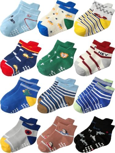 Aroveea Toddler Socks Non Slip Grip Ankle Baby 12 Pack by Aroveea