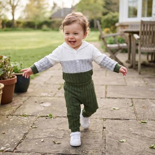 Giraropa Newborn Baby Boy Clothes Rib Knit Romper Jumpsuit Solid Sweater - Image 2