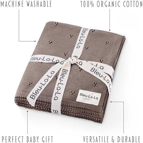 100% Luxury Organic Cotton Pointelle Knit Baby Blanket – Refined Lightweight - Image 3