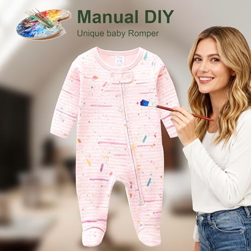 Hikido Baby Romper 100% Organic Cotton Pajamas One Piece Long Sleeve Zipper - Image 5