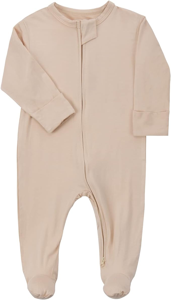 Aablexema Baby Footie Pajamas Zipper - Rayon from Bamboo Infant Footed Pjs with Mittens Sleepwear Jammies