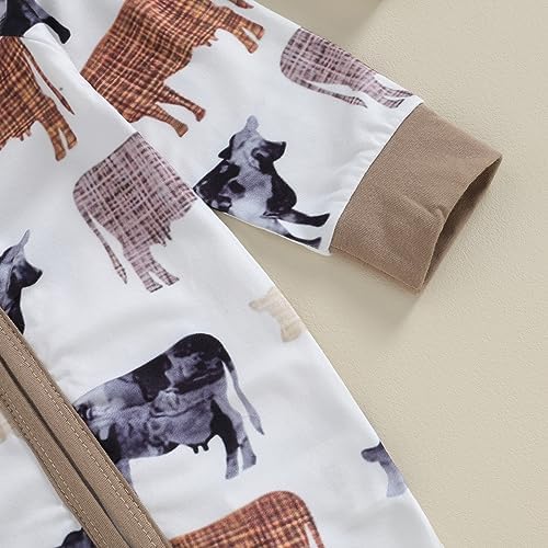 Western Baby Cowboy Clothes Neutral Zipped Fall Romper Outfit - Image 5