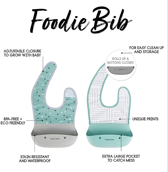 Bazzle Baby Silicone Bibs with Food Catcher - Image 2