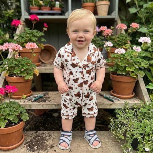 Kuriozud Baby Girl Boy Romper Pajamas Onesie Short Sleeve Button Down Pjs - Image 2