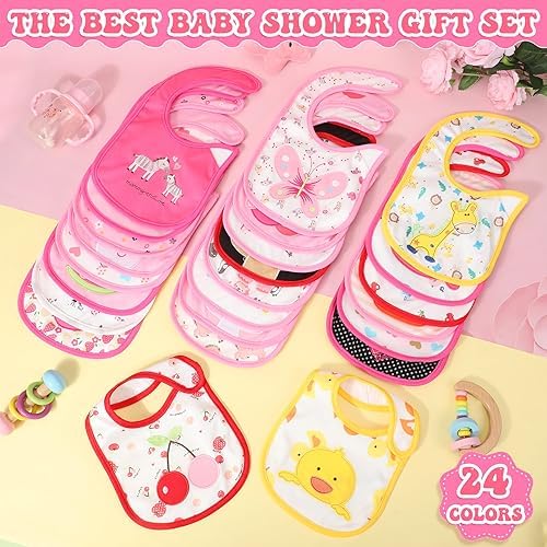 HooLing 24 Pcs Waterproof Baby Bibs, Soft Cotton Toddler Drool Bibs - Image 5