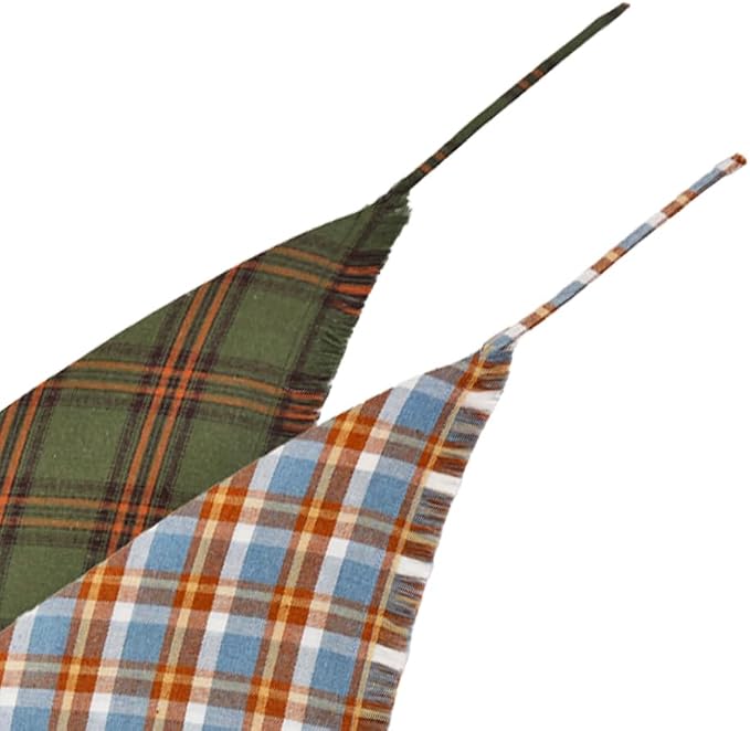 Fall Dog Bandana Autumn Thanksgiving Plaid Reversible Triangle Bibs Scarf - Image 4