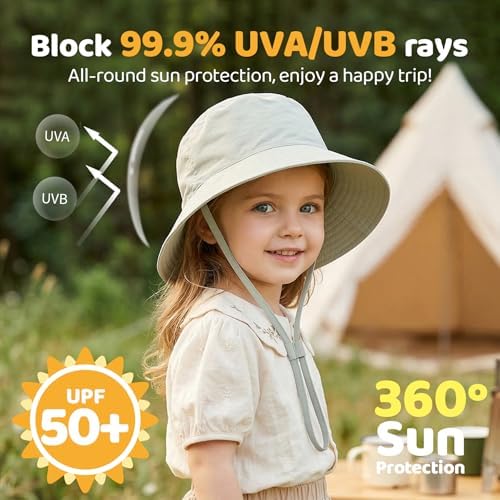 Toddler Bucket Hats UPF 50+ Baby Sun Hat Adjustable Kids Sun Protection Summer - Image 2