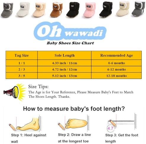 Ohwawadi Infant Baby Boots Boys Girls Cozy Fleece Slippers Snow Boots Winter - Image 5