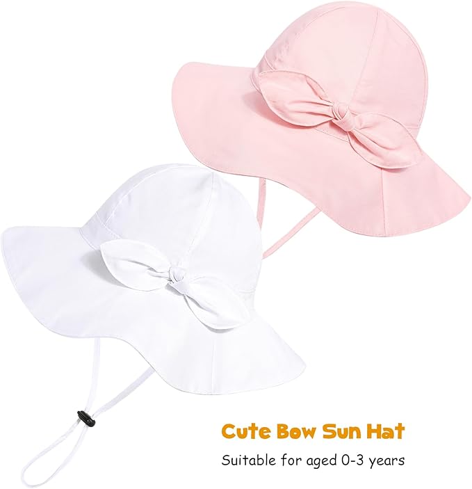 Baby Girl Sun Hat with UPF 50+ Outdoor Adjustable Beach Hat with Wide Brim - Image 2