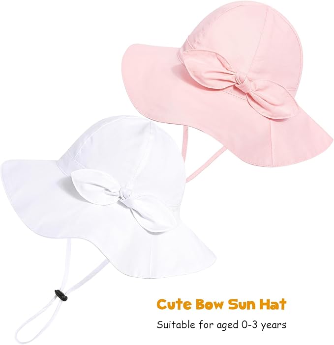 Baby Girl Sun Hat with UPF 50+ Outdoor Adjustable Beach Hat with Wide Brim - Image 2