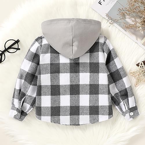 YOUNGER STAR Toddler Kids Boys Girls Flannel Hooded Plaid Shirt Button Baby Red - Image 3