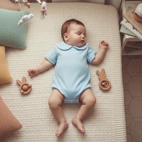 Baby Boy Girl Bubble Romper Short Sleeve Collar Summer Bodysuit - Image 2