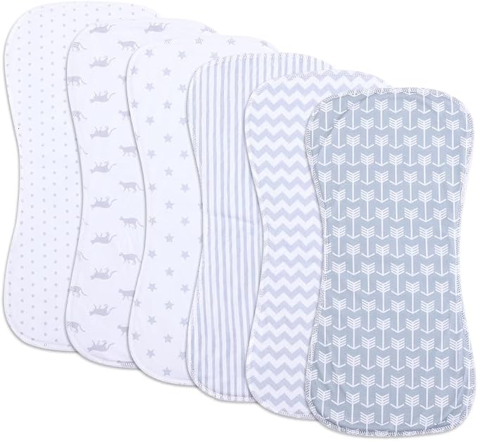 6 Pack Cotton Baby Burp Cloths Extra Absorbent Soft by Gelisite