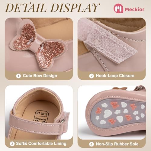 Meckior Infant Baby Girls Soft Sole Bowknot Princess Wedding Dress Mary Jane - Image 5