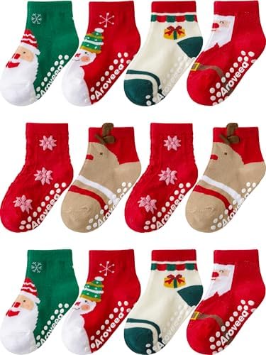 Aroveea Toddler Socks Non Slip Grip Ankle Baby 12 Pack by Aroveea