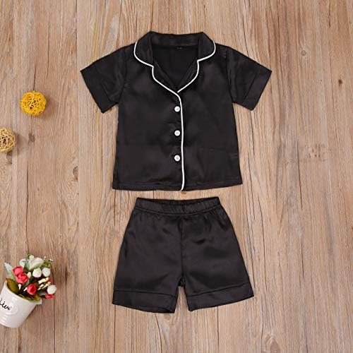Kids Baby Girl Boy Satin Pajamas Set Button Down Sleep Shirt Top+Long Pants - Image 4