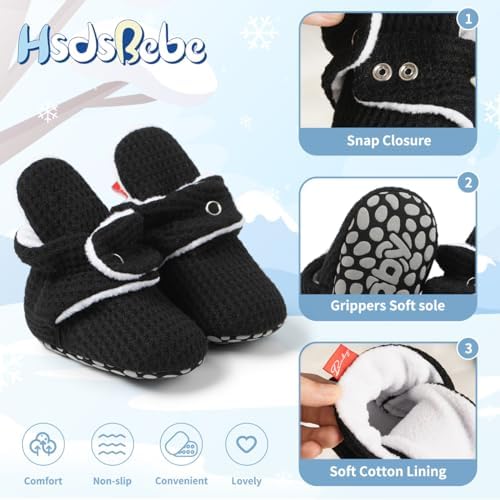 HsdsBebe Unisex Newborn Baby Cotton Booties Non-Slip Sole - Image 5