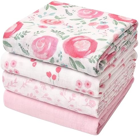 david's kids 4 Pack Baby Muslin Swaddle Blankets, 100% Cotton and Ultra Soft by davidskids