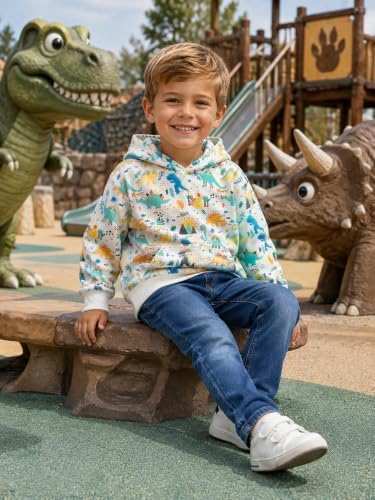 RETSUGO Baby Boys Dinosaurs Hoodie Boy Girls Truck Pullover - Image 4