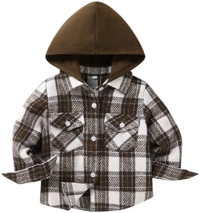 YOUNGER STAR Toddler Kids Boys Girls Flannel Hooded Plaid Shirt Button Baby Red by YOUNGER+STAR