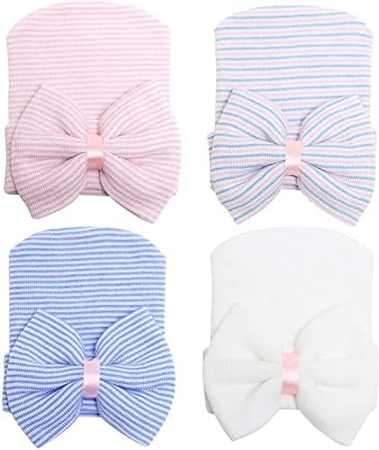 DRESHOW BQUBO 4 Pack Newborn Hospital Hat Infant Baby Hat Cap by DRESHOW