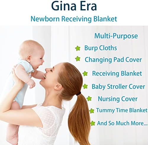 Gina Era Cotton Flannel Receiving Blankets Baby 4 Pcs, Baby Swaddle Blankets - Image 4