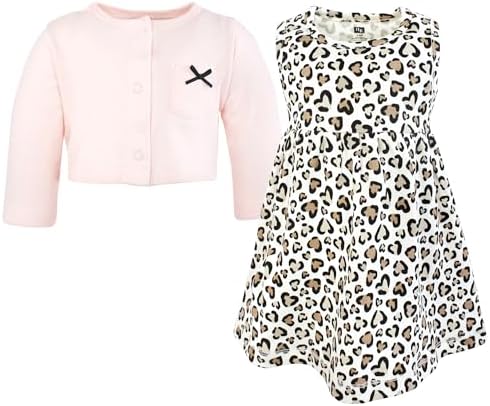 Hudson Baby Infant and Toddler Girls Cotton Dress and Cardigan Set - Image 3