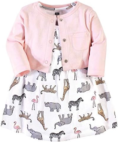 Hudson Baby Infant and Toddler Girls Cotton Dress and Cardigan Set by HudsonBaby