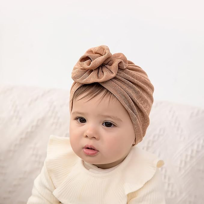 DRESHOW BQUBO 5 Pieces Newborn Baby Turban Hats Bow Baby Infant Beanie - Image 2