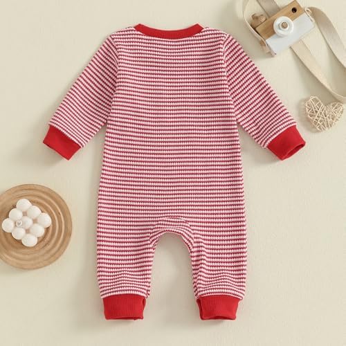 VISGOGO Newborn Infant Baby Boy Waffle Cotton Romper Clothes Onesie Stripe - Image 7