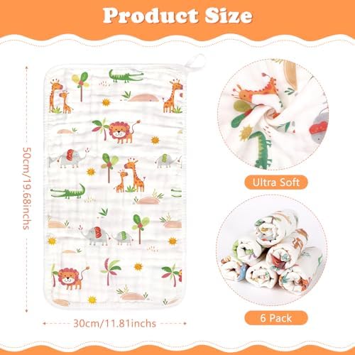 Baby Burp Cloths Muslin Washcloths 6 Pack Cotton Burp Rags - Image 2