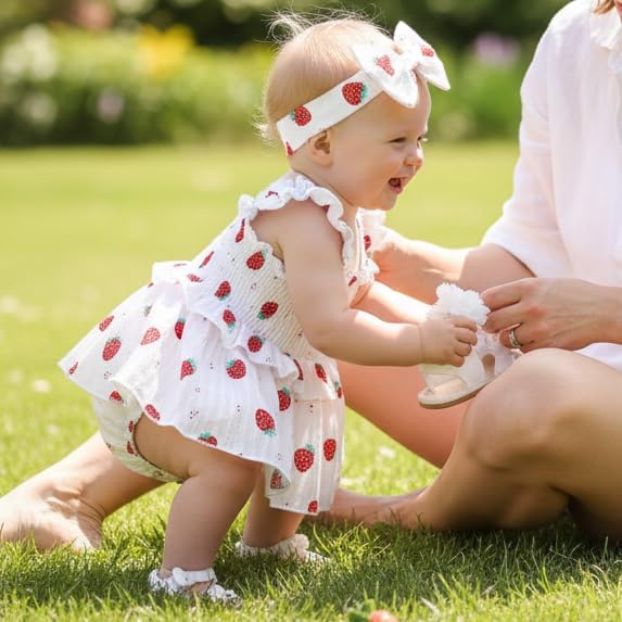 YOUNGER TREE Baby Girl Clothes Ruffle Romper Boho Dress Summer Cake Smash - Image 3