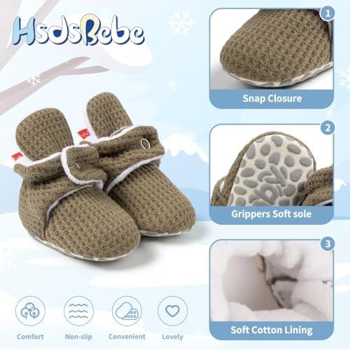 HsdsBebe Unisex Newborn Baby Cotton Booties Non-Slip Sole - Image 5