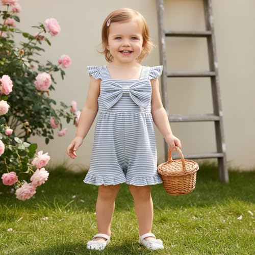 Little Girl Romper Toddler Overalls Summer Bow Jumpsuit Boho Outfit 6M-5T - Image 4