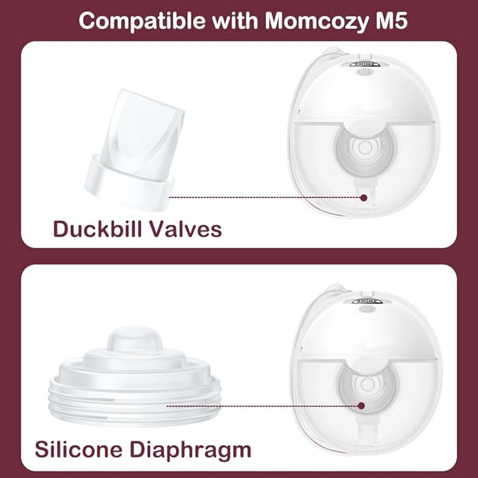 8PCS Duckbill Valves & 2PCS Diaphragm Compatible with Momcozy M5 Wearable Breast Pump, Replacement Pump Parts Accessories Compatible for M5 Momcozy, Not Original Mom Cozy Accessories