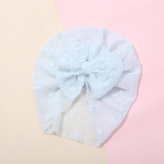 Baby Girls Hair Bow Turban Hat 6PCS Set, Top Bowknot Head Wrap Beanie India Caps - Image 4