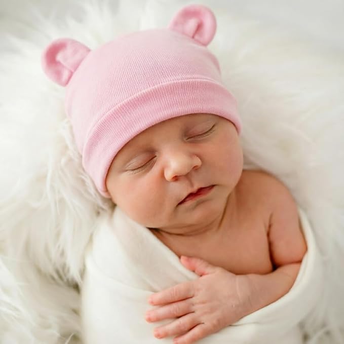 BQUBO Newborn Baby Bear Ears Hats and Mittens Sets Preemie Cotton Caps Baby Boy - Image 7