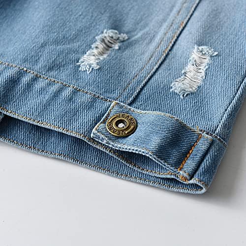 Toddler Baby Girls Jean Jacket Kids Denim Jacket Long Sleeve Button Top Coat - Image 6