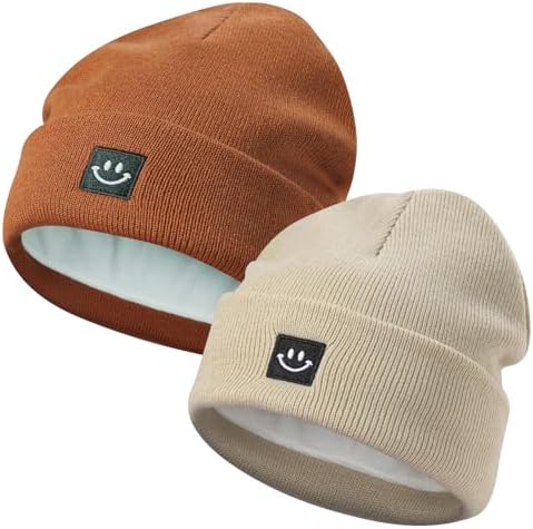 MaxNova 2 Pack Baby Beanie Fleece Lined Knit Toddler Hat by MaxNova