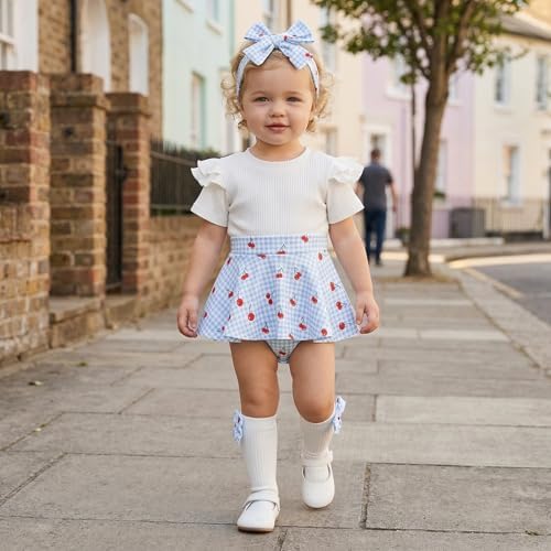 Giraropa Newborn Baby Girl Clothes Smocked Bubble Romper Dress + Socks + - Image 2