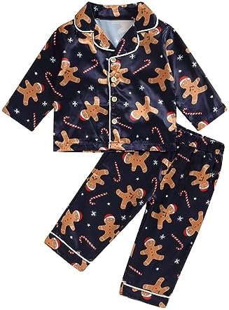 Kids Baby Girl Boy Satin Pajamas Set Button Down Sleep Shirt Top+Long Pants by SAYOO-Alljustforkids