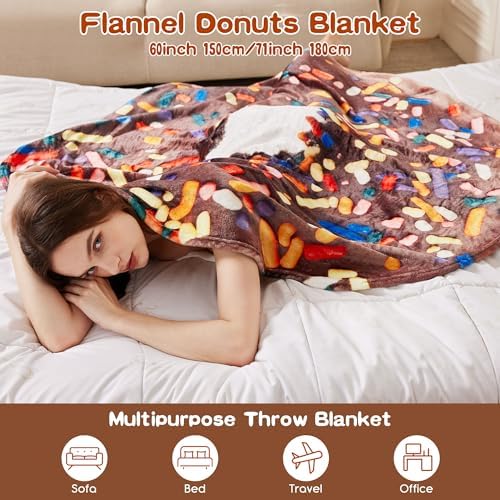 SeaRoomy Chocolate Donut Blanket, Realistic Funny Food Throw Blanket - Image 2