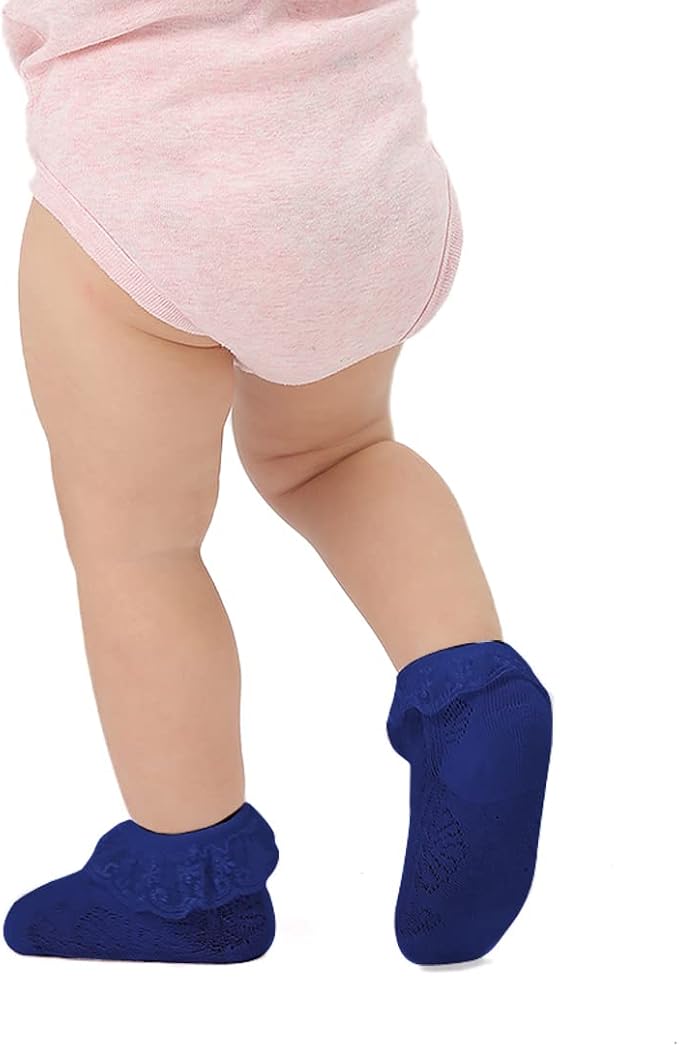 EPEIUS Baby Girl Ruffle Socks, Eyelet Frilly Lace Socks - Image 2