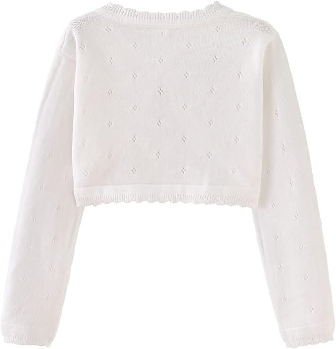 Toddler Girls Cardigan Sweater Bolero Shrug Baby Kids Long Sleeve Cropped Dress - Image 7