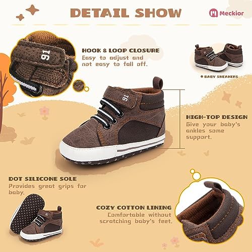 Meckior Toddler Baby Boys Girls High Tops Ankle Sneakers Soft Anti-Slip Sole PU - Image 5