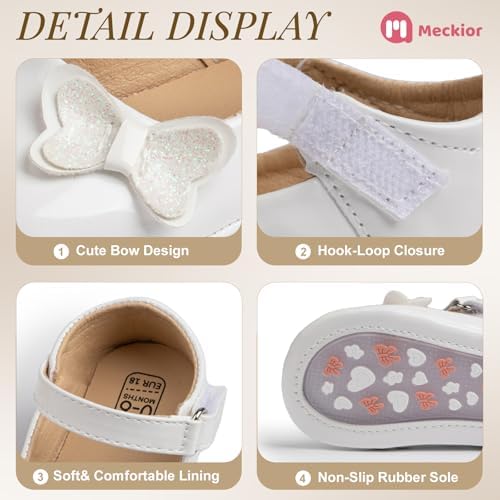 Meckior Infant Baby Girls Soft Sole Bowknot Princess Wedding Dress Mary Jane - Image 5