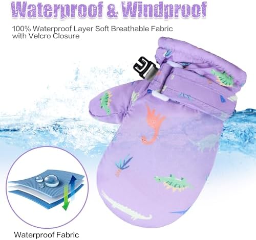 Toddler Mittens Lined Fleece Snow Gloves - Image 3